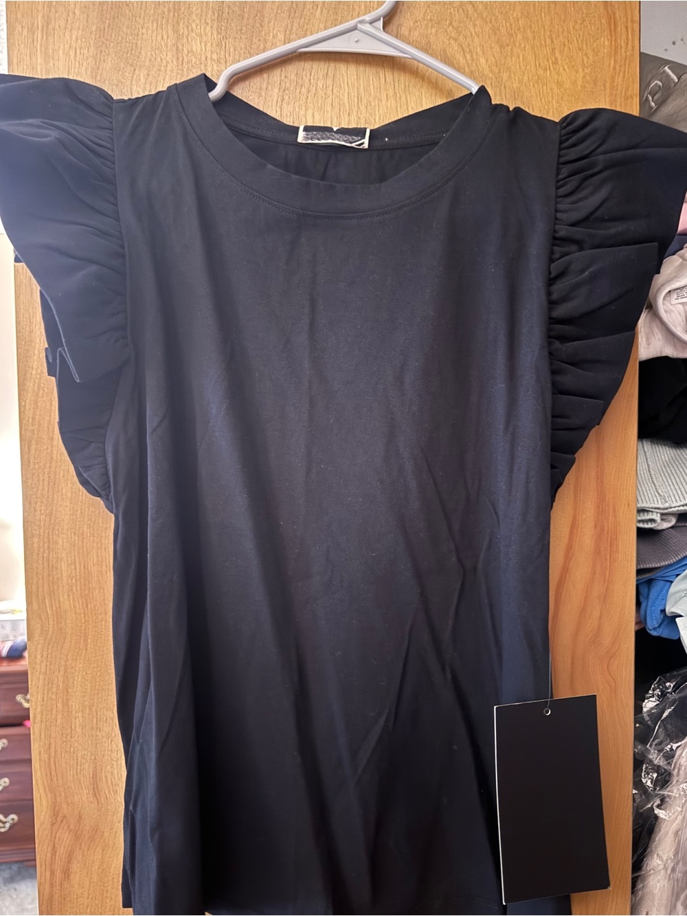 Tuckernuck Black Ruffle Sleeve Women’s Top